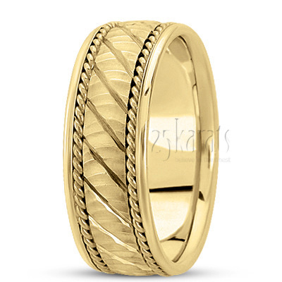 Diagonal Cut Rough Handcrafted Wedding Ring  - view 2 thumbnail