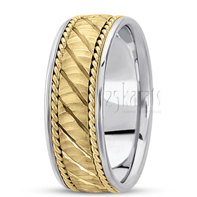 Diagonal Cut Rough Handcrafted Wedding Ring  - view 3 thumbnail