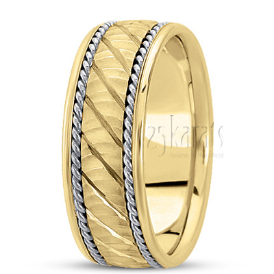 Diagonal Cut Rough Handcrafted Wedding Ring  - view 4
