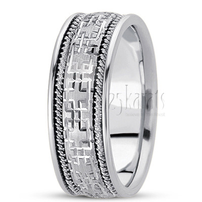 Attractive Grooved Handcrafted Wedding Ring  - main view