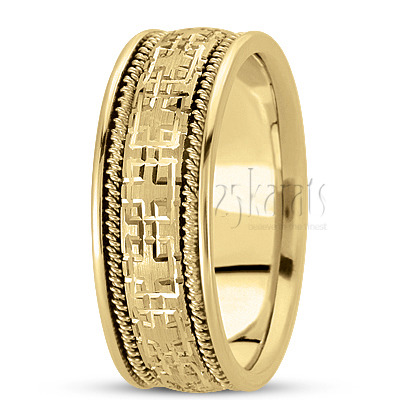 Attractive Grooved Handcrafted Wedding Ring  - view 2
