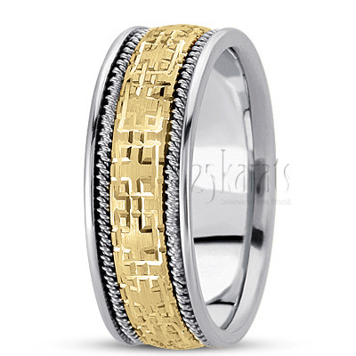 Attractive Grooved Handcrafted Wedding Ring  - view 3 thumbnail