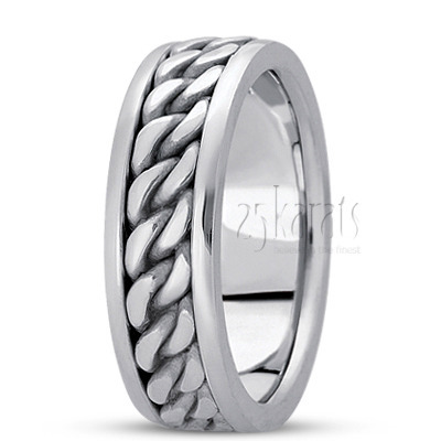 Traditional Shiny Hand Braided Wedding Ring  - view 1 of 4