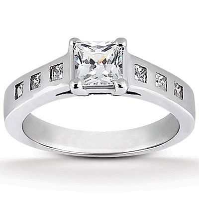 Princess Cut Diamond Accented Engagement Ring (0.18 ct. tw.) thumbnail 1