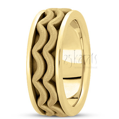 Wave Motif Contemporary Handmade Wedding Ring  - main view thumbnail