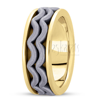 Wave Motif Contemporary Handmade Wedding Ring  - view 4