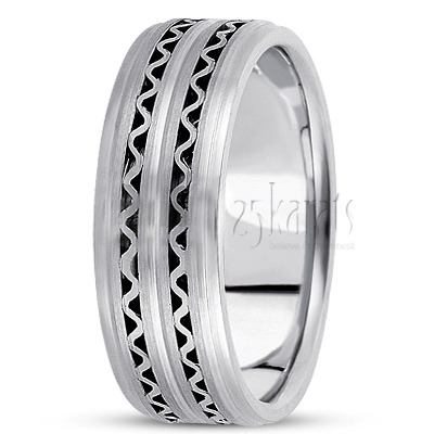 Solid Wavy Handmade Wedding Ring  - view 2