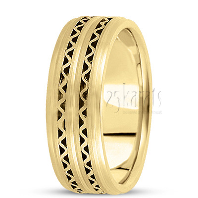 Solid Wavy Handmade Wedding Ring  - view 3