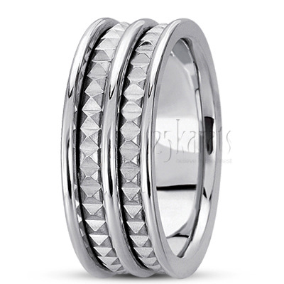 Incised Contemporary Handcrafted Wedding Band  - main view