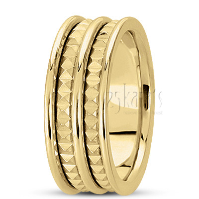 Incised Contemporary Handcrafted Wedding Band  - view 2