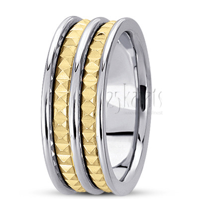 Incised Contemporary Handcrafted Wedding Band  - view 3