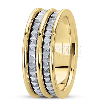 Incised Contemporary Handcrafted Wedding Band  - view 4