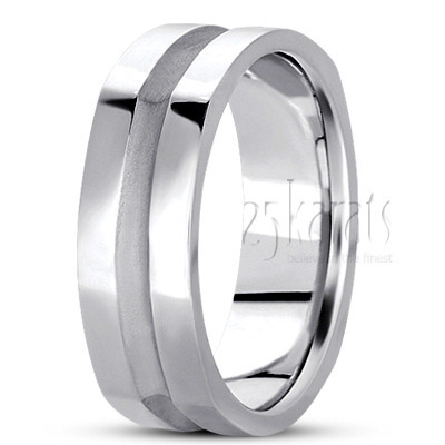 Deeply Carved Square Wedding Ring - view 2 thumbnail
