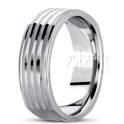 Grooved Four Sided Wedding Ring  - view 2