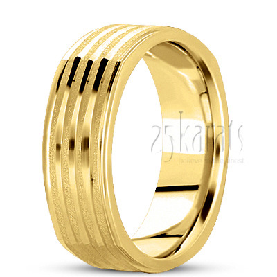 Grooved Four Sided Wedding Ring  - view 3