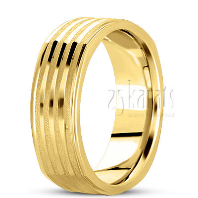 Grooved Four Sided Wedding Ring  - view 3 thumbnail