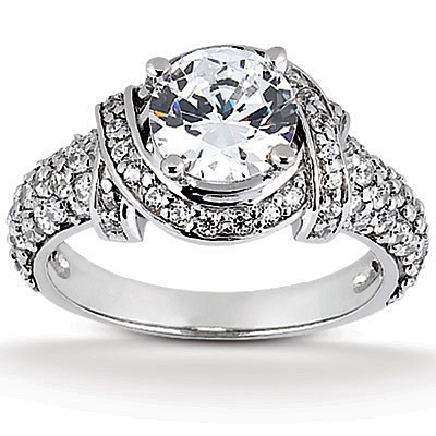 Fancy Bead Set Diamond Engagement Ring (0.96 ct. tw.) thumbnail 1