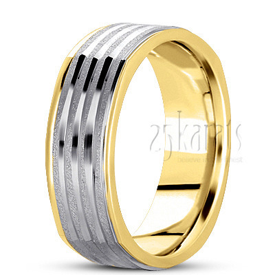 Grooved Four Sided Wedding Ring  - view 4 thumbnail
