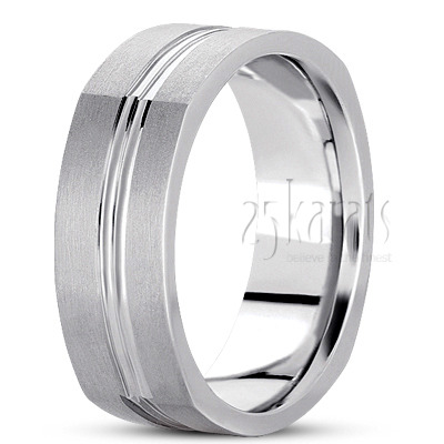 Double Cut Square Wedding Band  - view 2