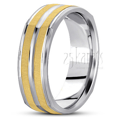 Elegant Grooved Squared Wedding Ring 