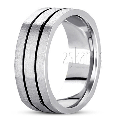 Stylish Incised Square Wedding Band  - main view thumbnail