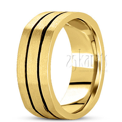 Stylish Incised Square Wedding Band  - view 2 thumbnail