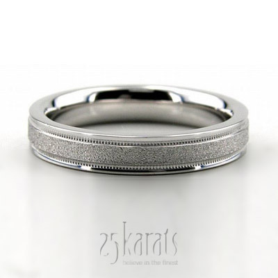 Classic Flat Stone Finish Basic Design Wedding Band  - view 2