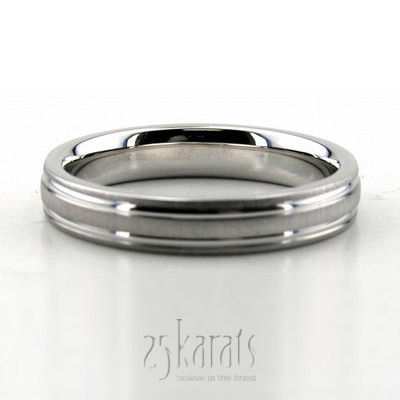Stylish Parallel Cut Brushed Wedding Ring  - view 2 thumbnail