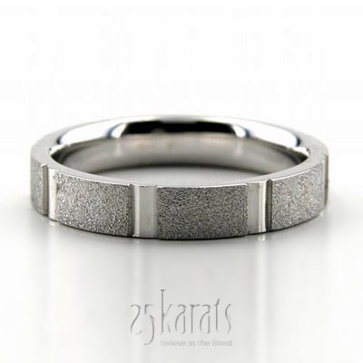 Grooved Stone Finish Carved Design Wedding Ring  - view 2