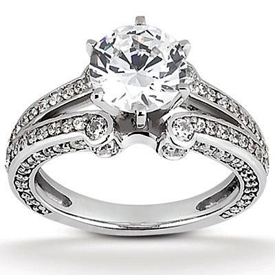 Double Band Bead Set Diamond Engagement Ring (0.65 ct.tw.)