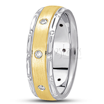 Grooved Edge Diamond Wedding Band  - main view thumbnail