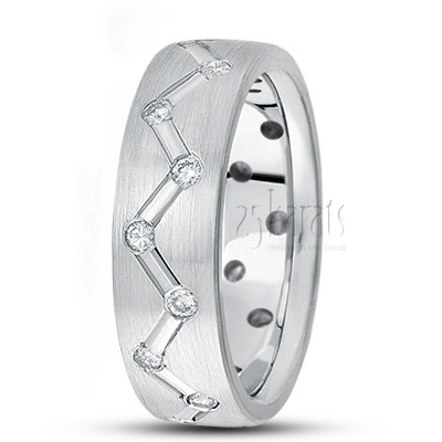 Zig-zag Motif Diamond Wedding Ring  - main view