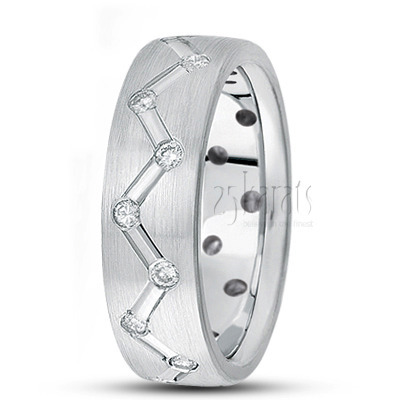 Zig-zag Motif Diamond Wedding Ring  - main view thumbnail