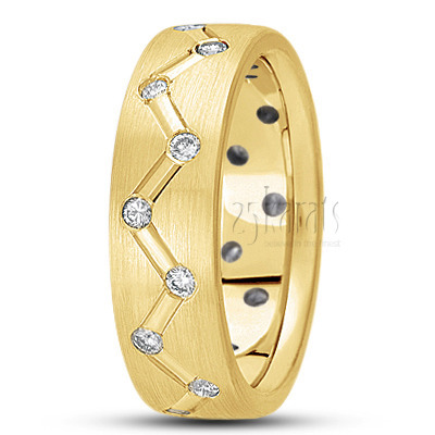 Zig-zag Motif Diamond Wedding Ring  - view 2 thumbnail