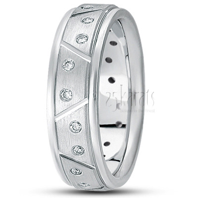 Symmetrical Cut Diamond Wedding Ring  - view 2