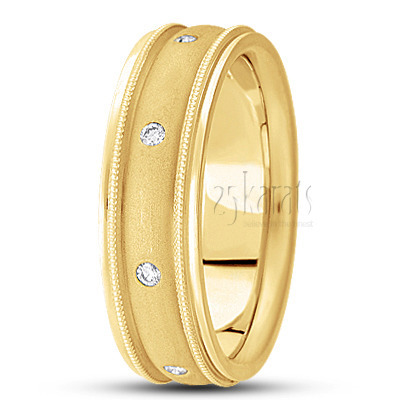 Sandblasted Milgrain Diamond Wedding Band  - view 3 thumbnail