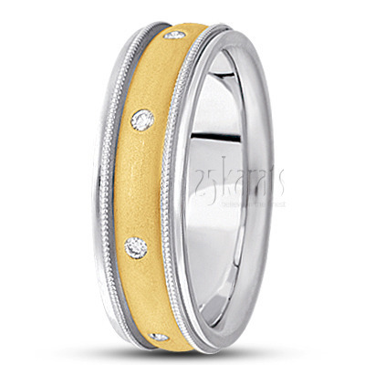 Sandblasted Milgrain Diamond Wedding Band  - main view thumbnail