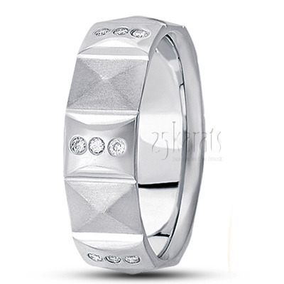 Exclusive Incised Diamond Wedding Band  - view 2 thumbnail