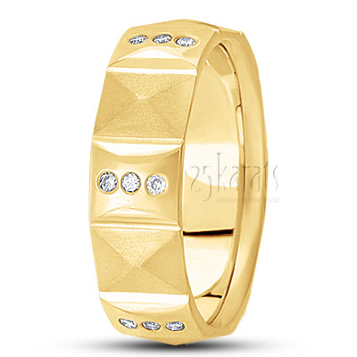Exclusive Incised Diamond Wedding Band  - main view