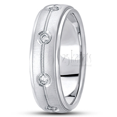 Milgrain Center Diamond Wedding Band  - view 2