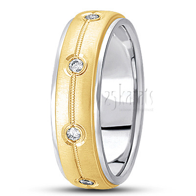 Milgrain Center Diamond Wedding Band  - view 3