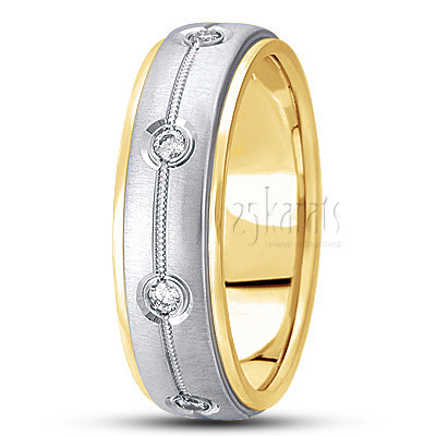 Milgrain Center Diamond Wedding Band  - view 4 thumbnail