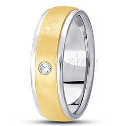 Satin Center Diamond Wedding Band 