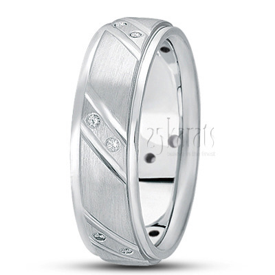 Step Edge Diamond Wedding Band  - view 2 thumbnail