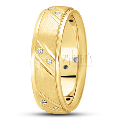 Step Edge Diamond Wedding Band  - view 3