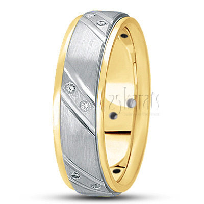 Step Edge Diamond Wedding Band  - view 4