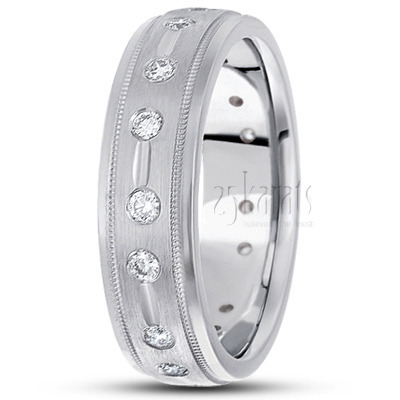 Basic Carved Diamond Wedding Ring  - view 2 thumbnail
