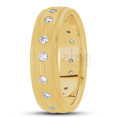 Basic Carved Diamond Wedding Ring  - view 3