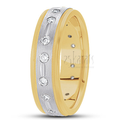 Basic Carved Diamond Wedding Ring  - view 4