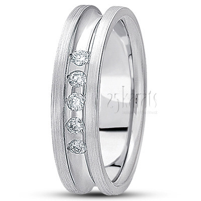 Satin Edge Diamond Wedding Band  - view 2 thumbnail